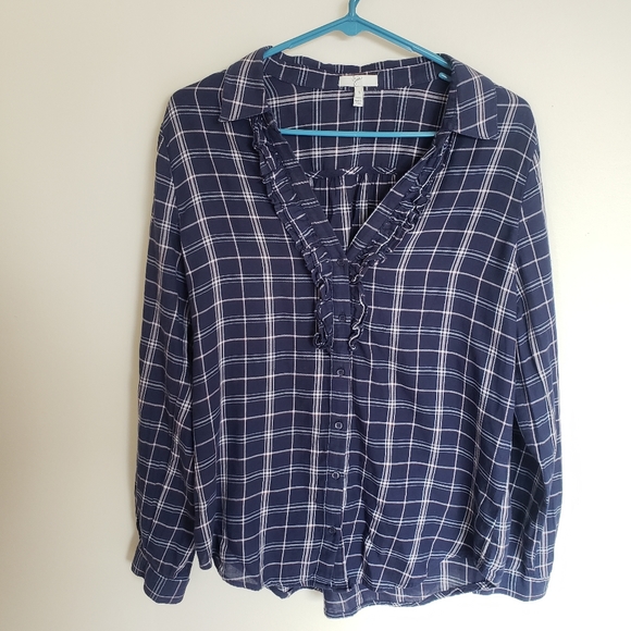 Joie Navy Fara Tuxedo Flannel Size Small - Picture 2 of 7